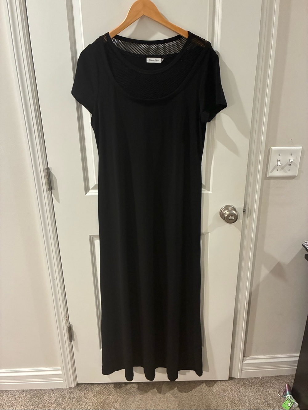 Calvin Klein Black Maxi Dress with Mesh Yoke